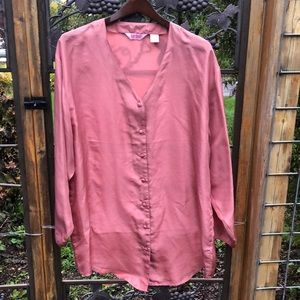 Body Image oversized pink silk day or sleep shirt size L